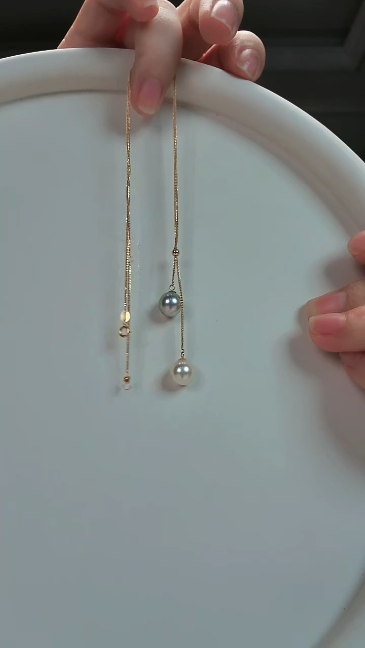 【闪购商品】海水珍珠颈饰18K金镶嵌akoya双珠项链