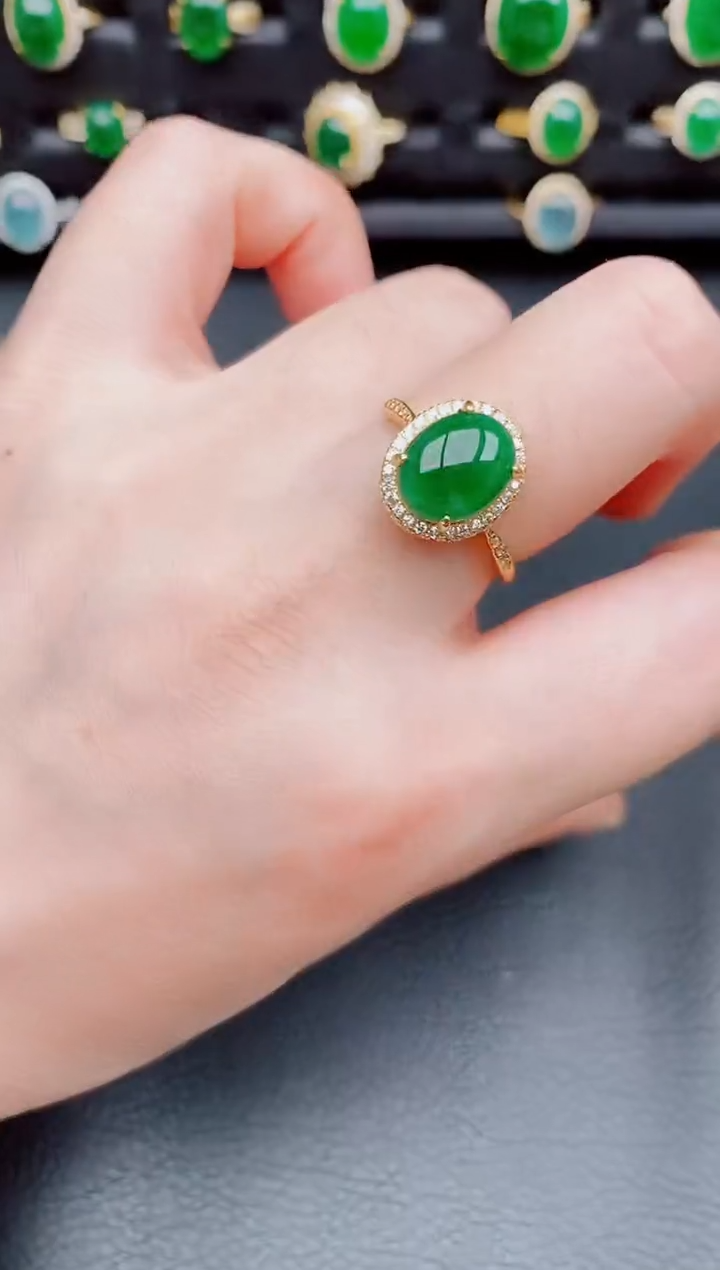 【闪购商品】翡翠戒指银S925镶嵌天然a货翡翠110