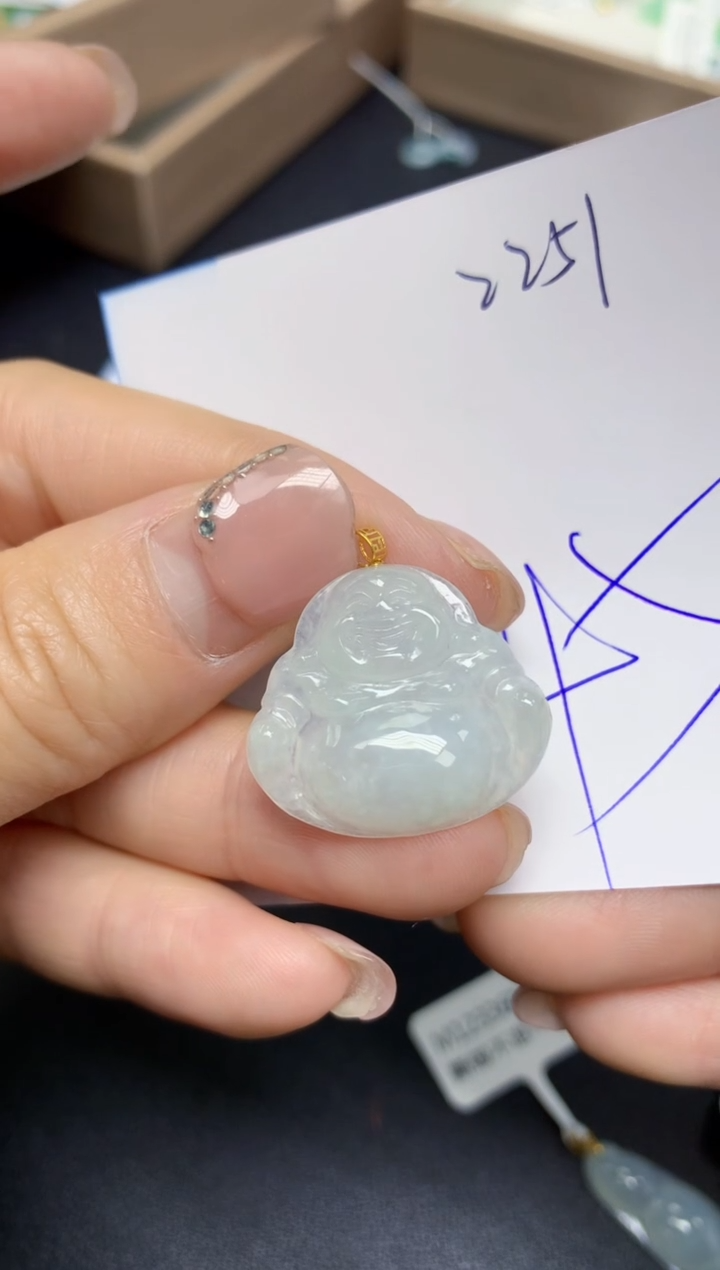 【闪购商品】翡翠挂件18K金镶嵌 天然翡翠A货