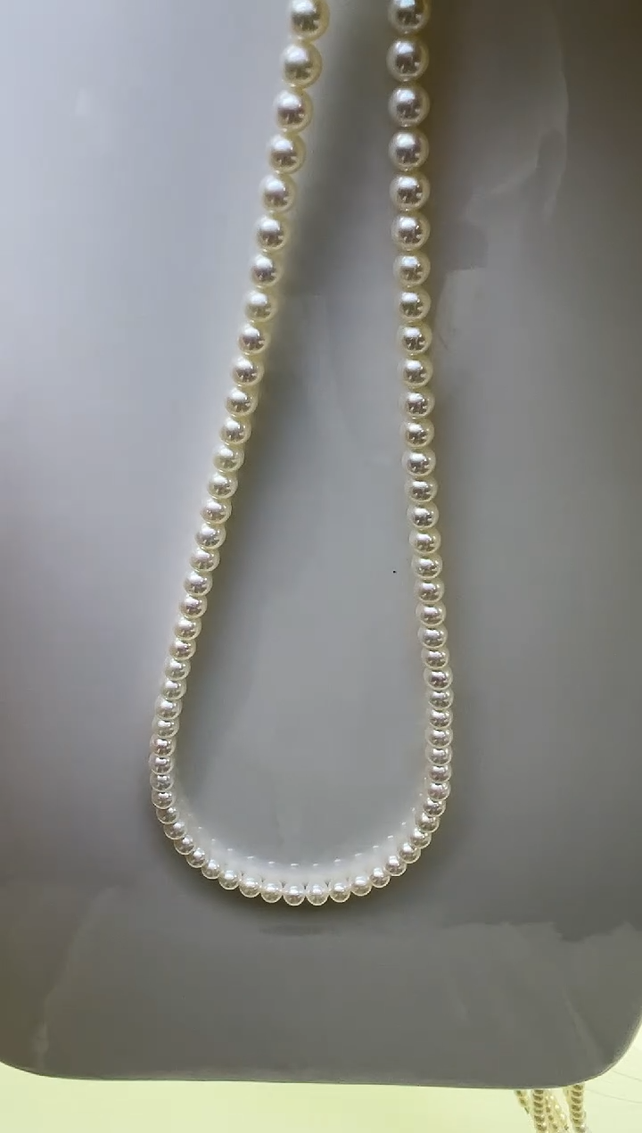 项链未镶嵌淡水珍珠极光白正圆小米链4-4.5mm