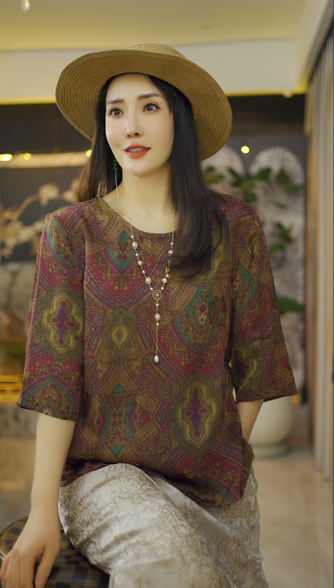 （若木）国风老钱风复古提花上衣新中式