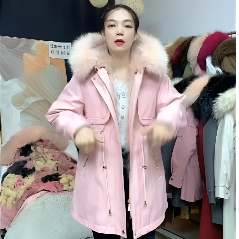 【编号01-100】48网红48同款48派克服48狐狸毛大毛领连帽时尚休闲