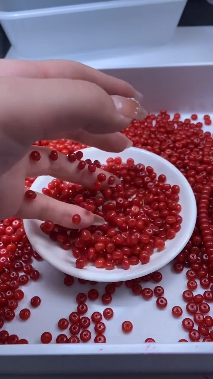 未镶嵌颈饰玛瑙/玉髓w3127柿子红色算盘6*3mm*30颗