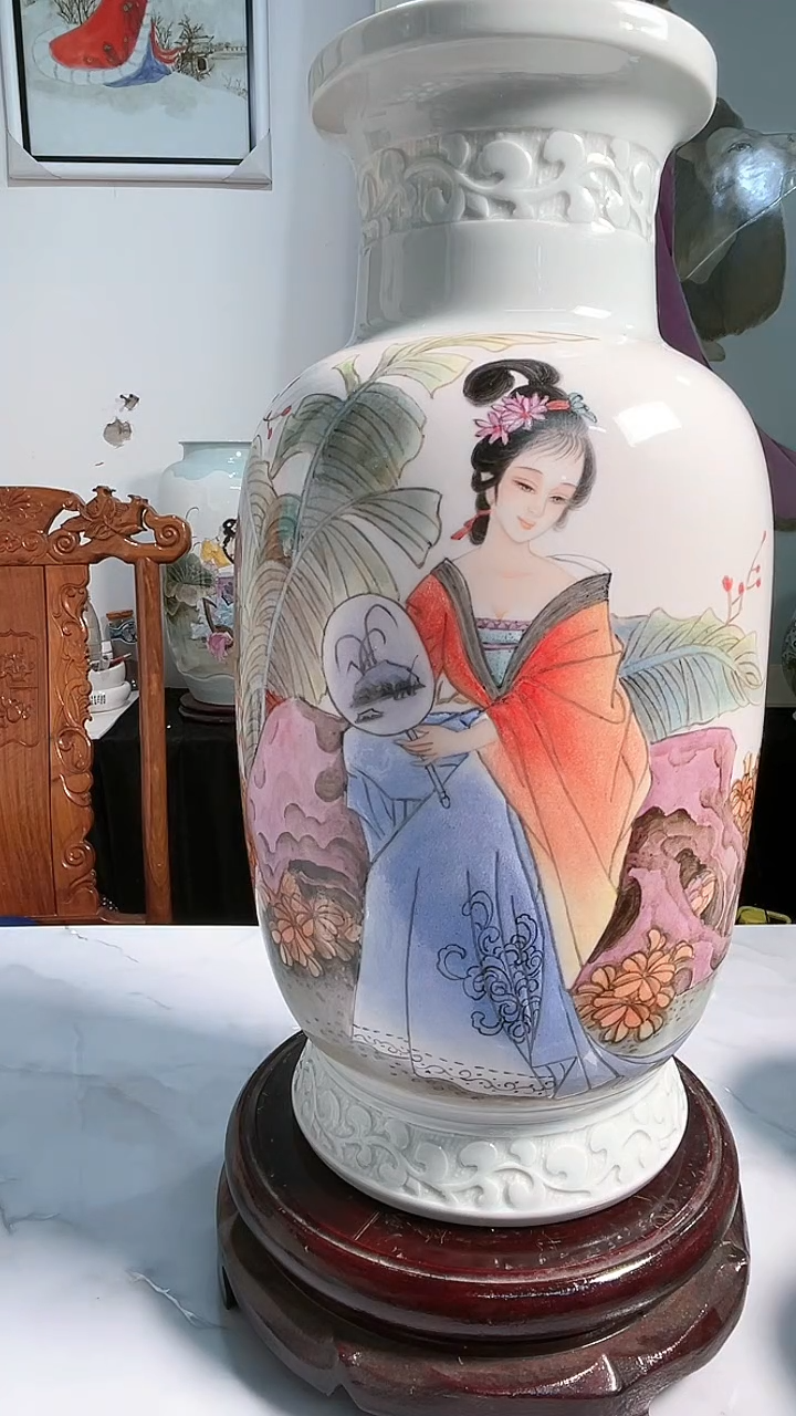【闪购商品】官窑瓷画院035官窑瓷画院罗金枝美女赏瓶