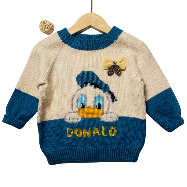 鸭双色圆领材料包时尚编织毛绒不是成品手工针织绣花绒毛保暖毛衣