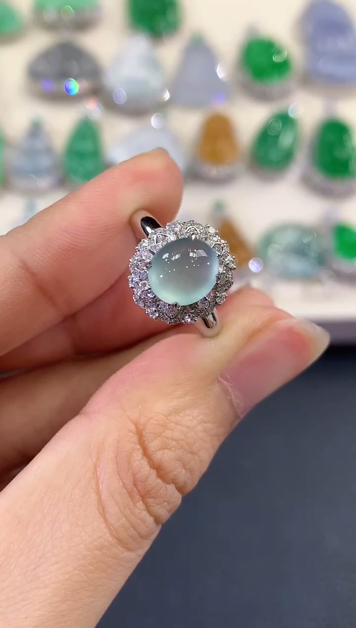 【闪购商品】翡翠戒指18K金镶嵌C156       