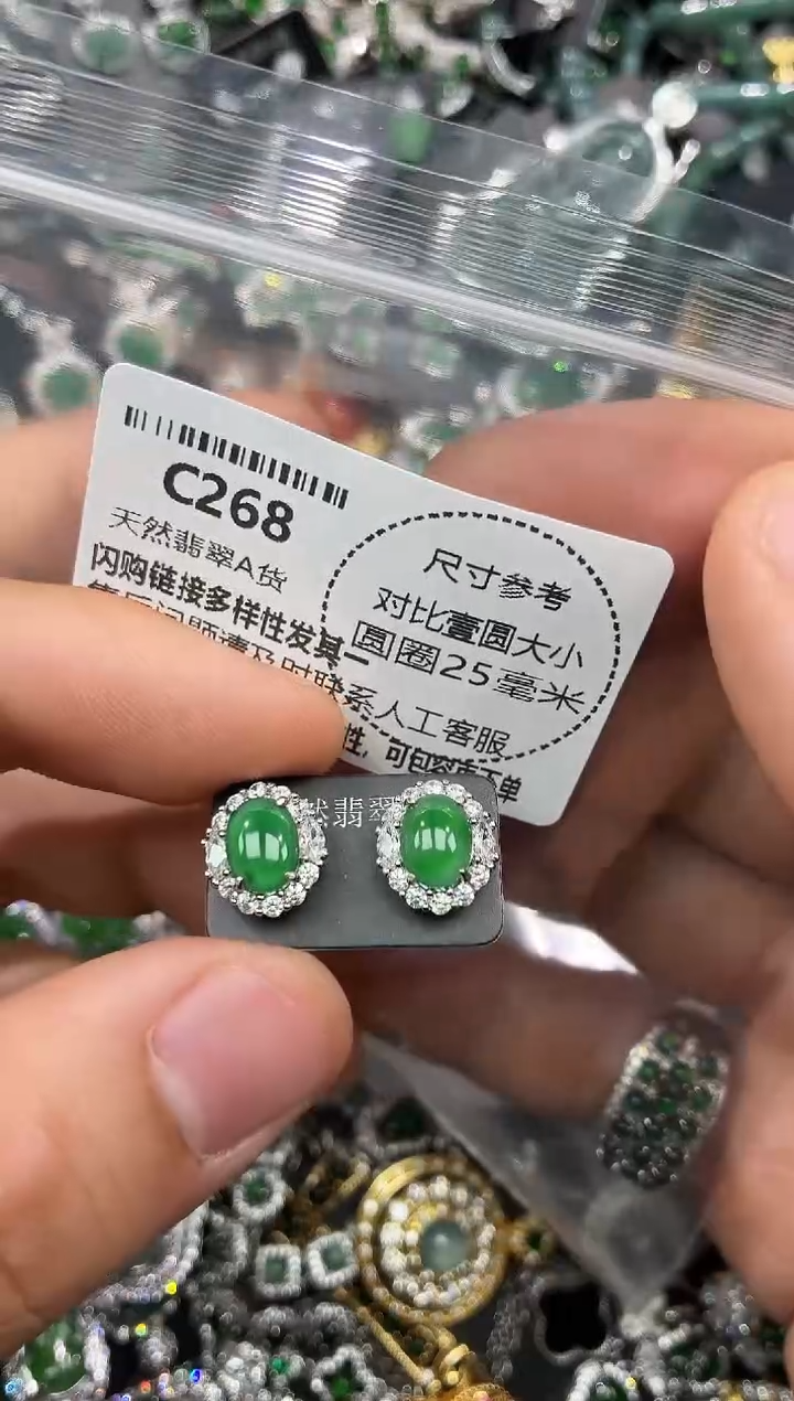 颈饰未镶嵌翡翠C268耳钉