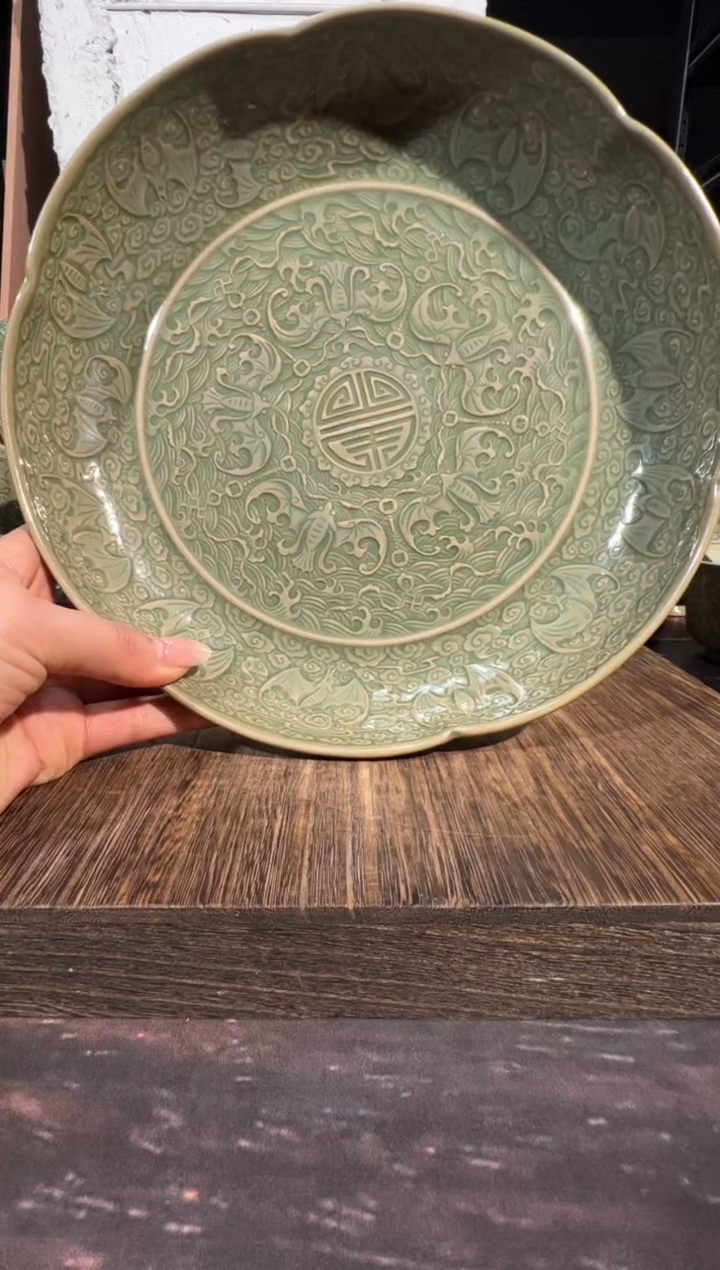 微瑕耀州窑百福盘