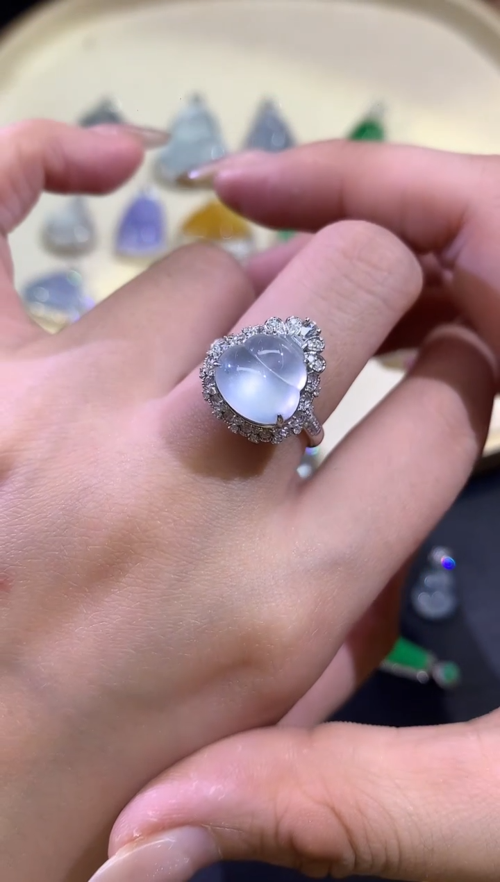 18K金镶嵌戒指翡翠A663|两用|13800