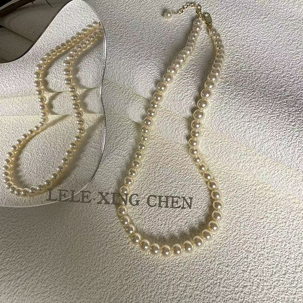 铜合金仿珍珠吊坠 铜合金仿珍珠项链经典款素款贝珠珠项链高级感