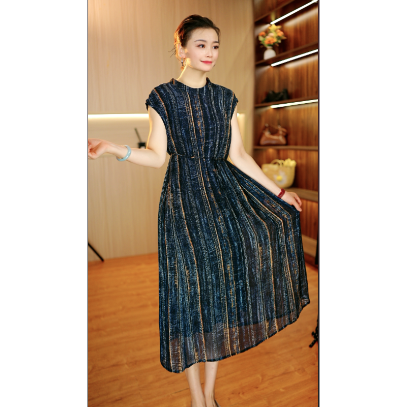 3722-21【链条花】新款女士连衣裙