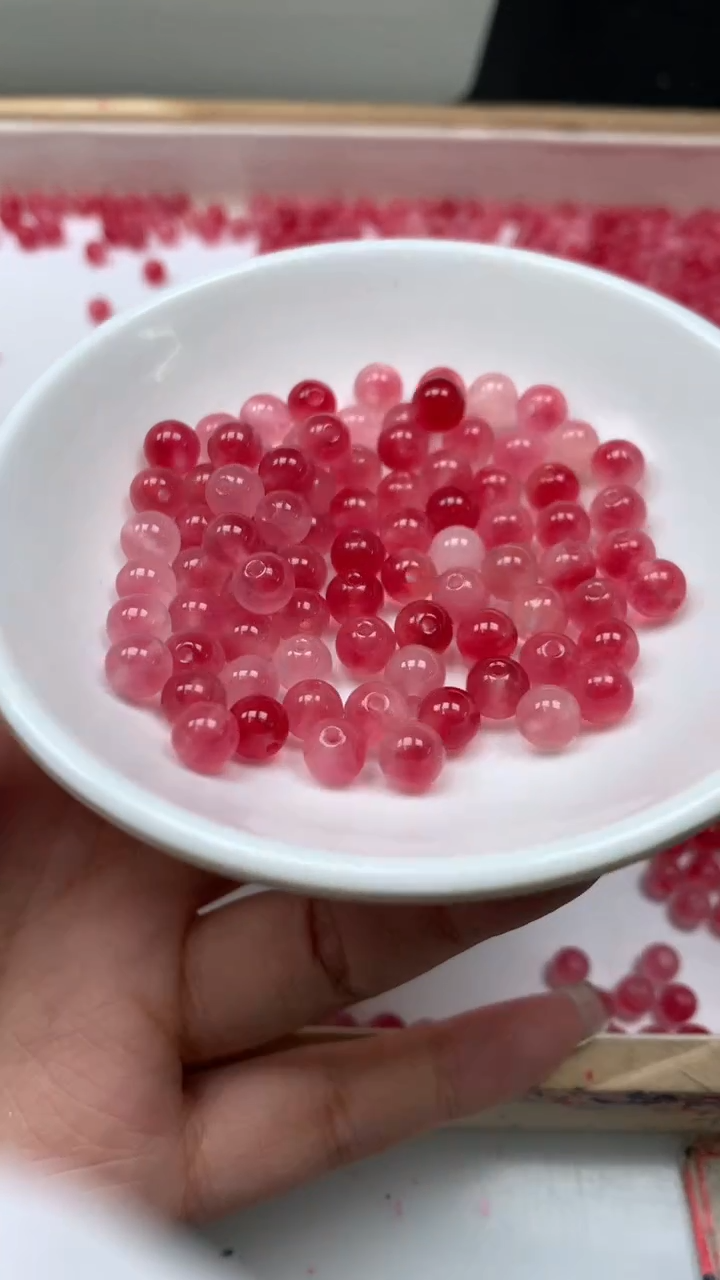 未镶嵌散珠玛瑙/玉髓B109 桃花 玉6mm30个5.8元