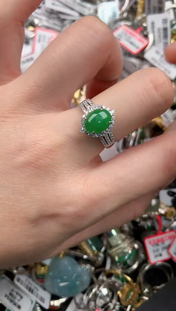 银S925镶嵌戒指翡翠55-9