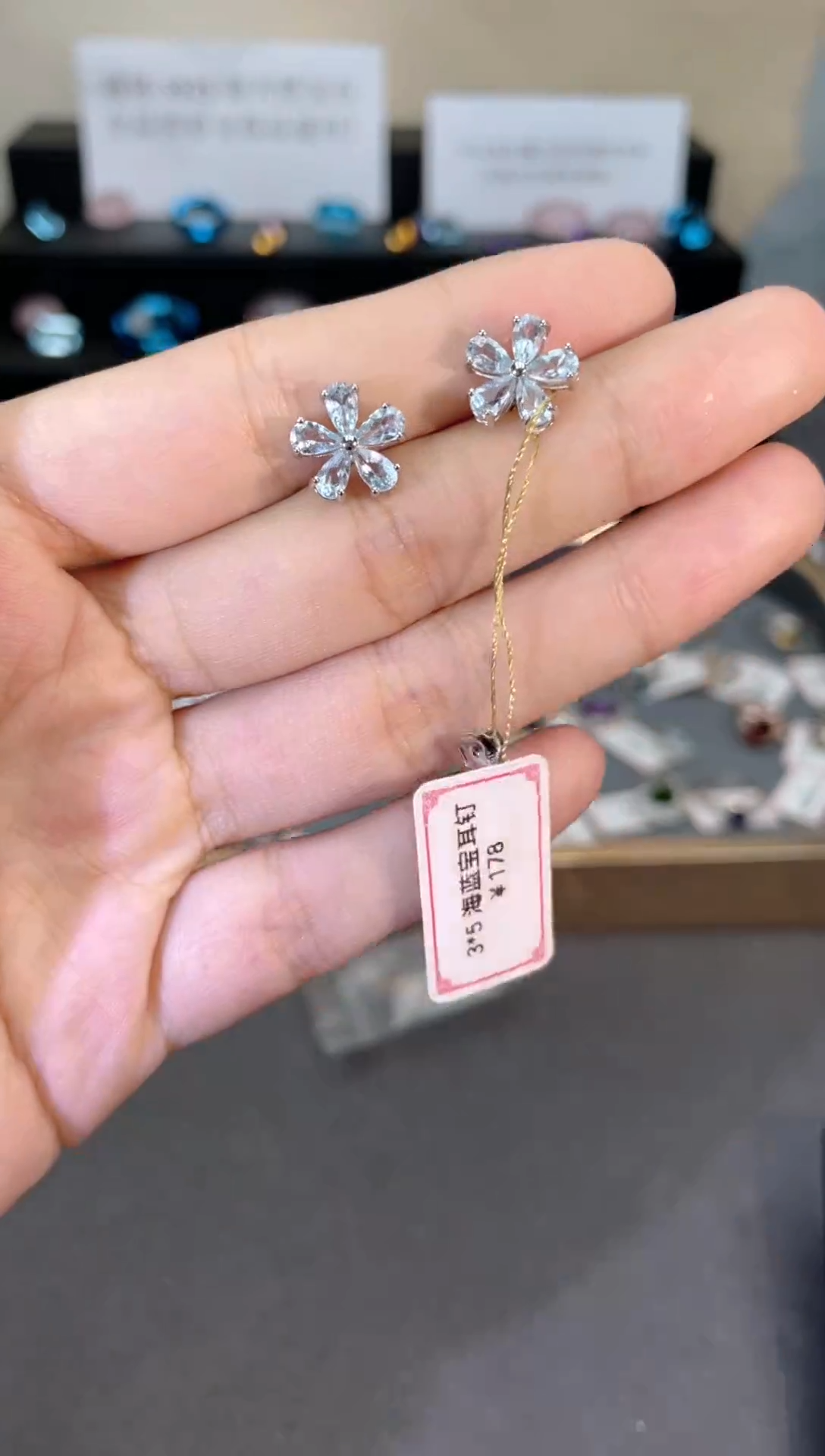 银S925镶嵌耳坠海蓝宝石天然宝石