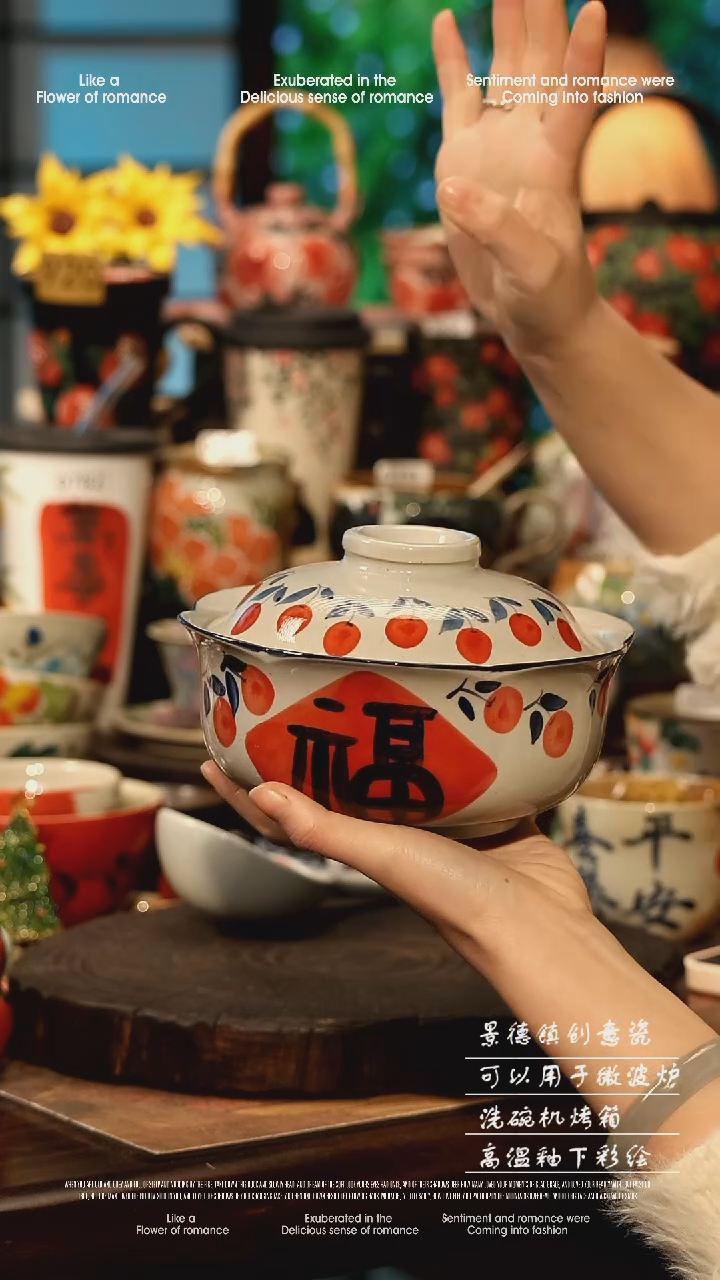 陶瓷景德镇高温釉下彩手工手绘款式