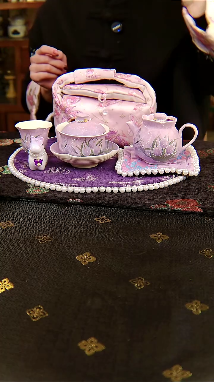 亘古直播间分享价@+大包+粉紫色珍珠杯垫+结晶小马