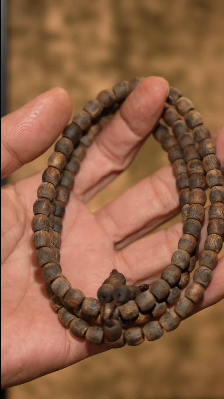 沉香手串海南绿奇楠沉水母树7mm鼓珠长串