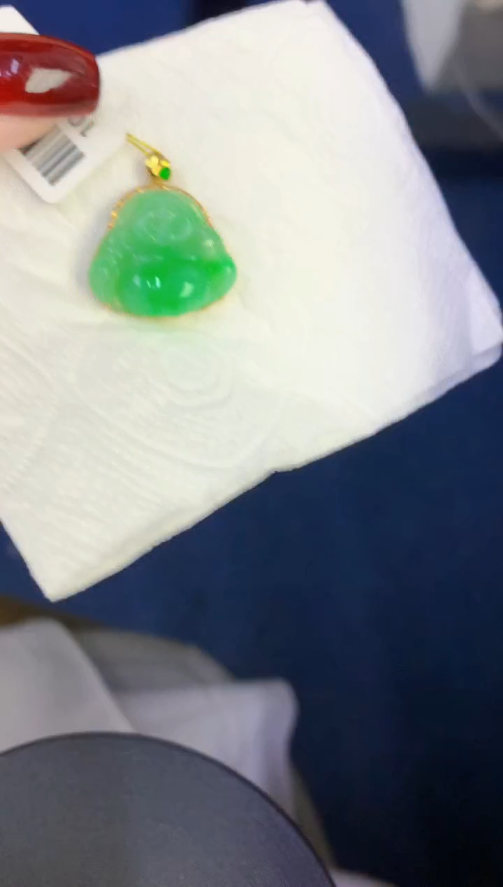 颈饰18K金镶嵌翡翠缅甸天然翡翠a货