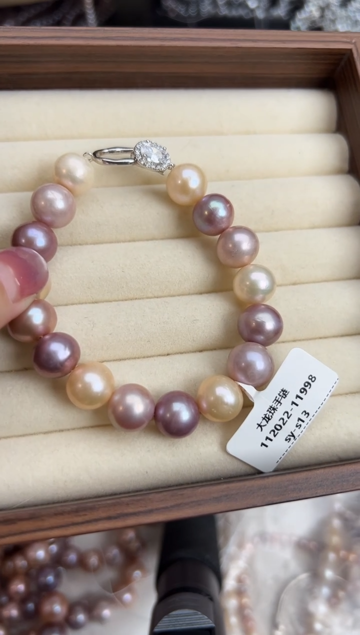 未镶嵌35淡水珍珠大龙珠*强光珍珠手链11mm+