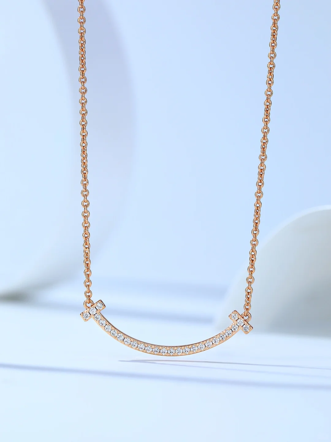 42—XL-笑脸 925银镀18K项链莫桑钻 丝巾