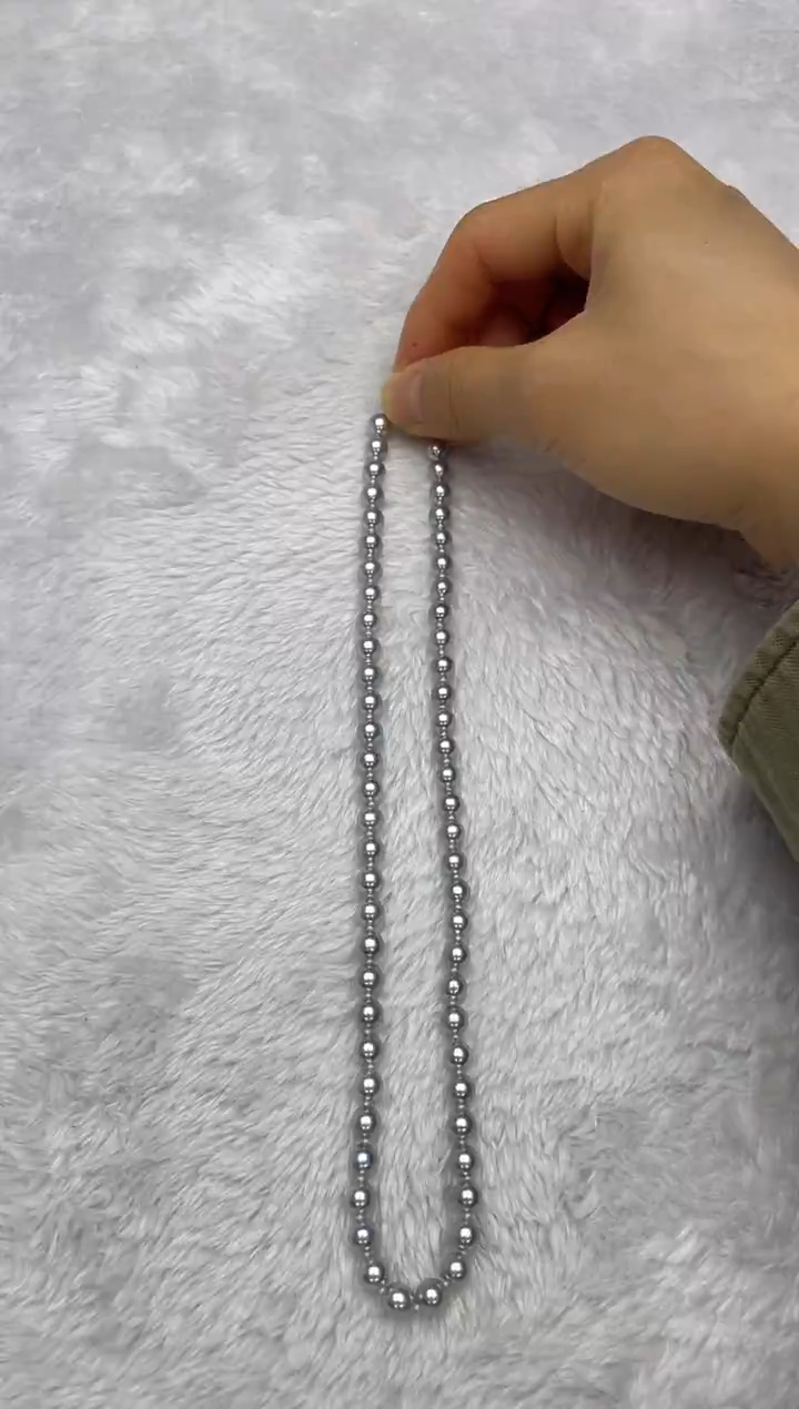 项链银S925镶嵌海水珍珠AK真多麻6-6.5mm
