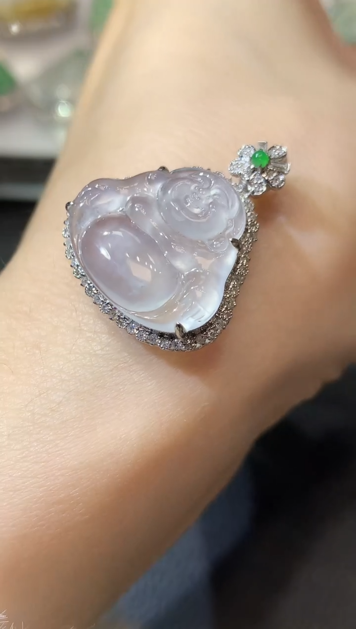 【闪购商品】翡翠吊坠(不含链)18K金镶嵌A55