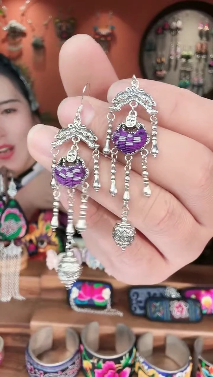 织绣手工苗绣刺绣耳环12