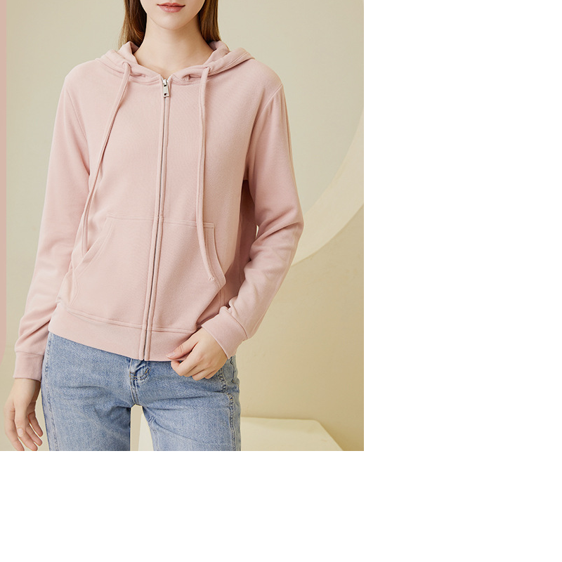 350克双面牙签条连帽拉链开衫L343宽松秋冬休闲百搭