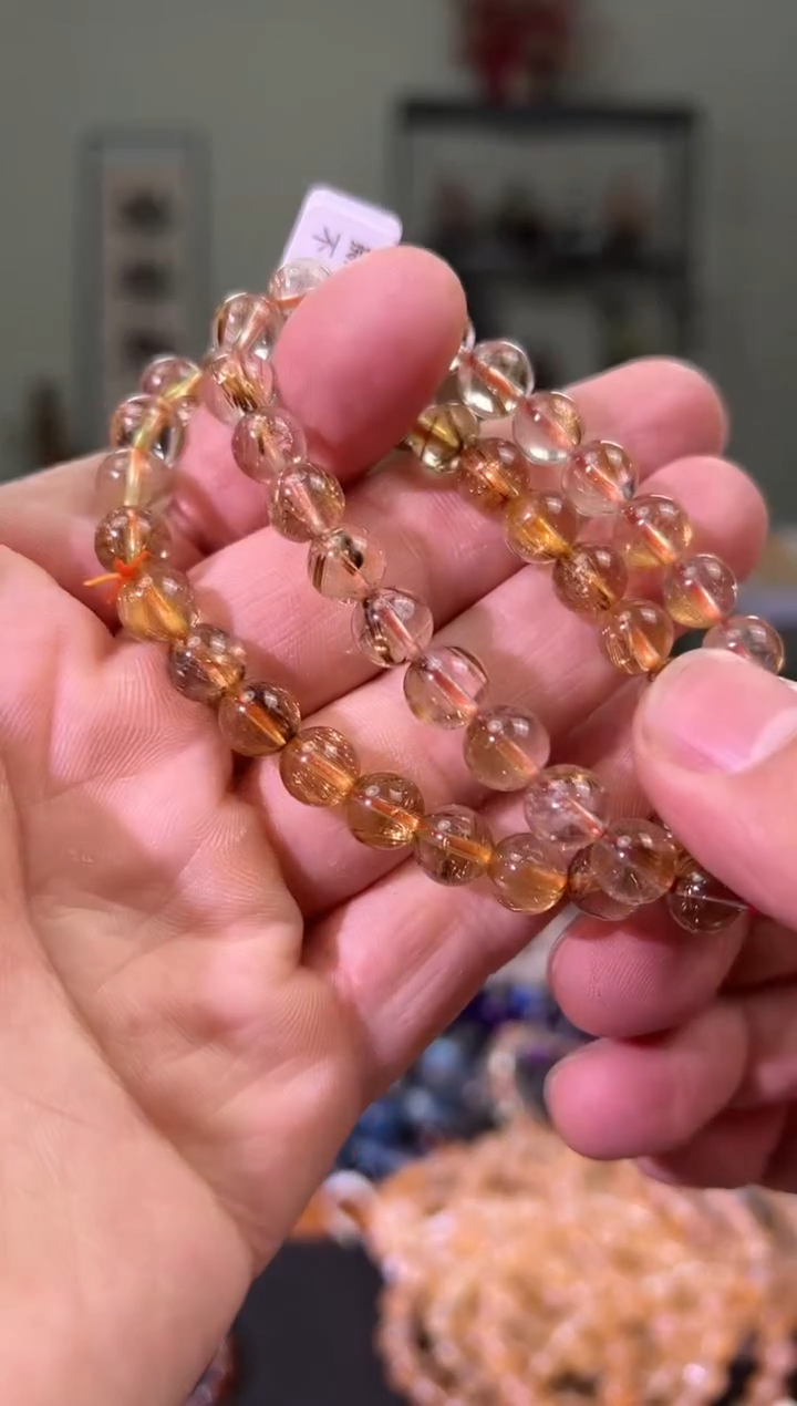 【闪购商品】发晶手串未镶嵌8mm黄铜钛手串（多样性发其一）