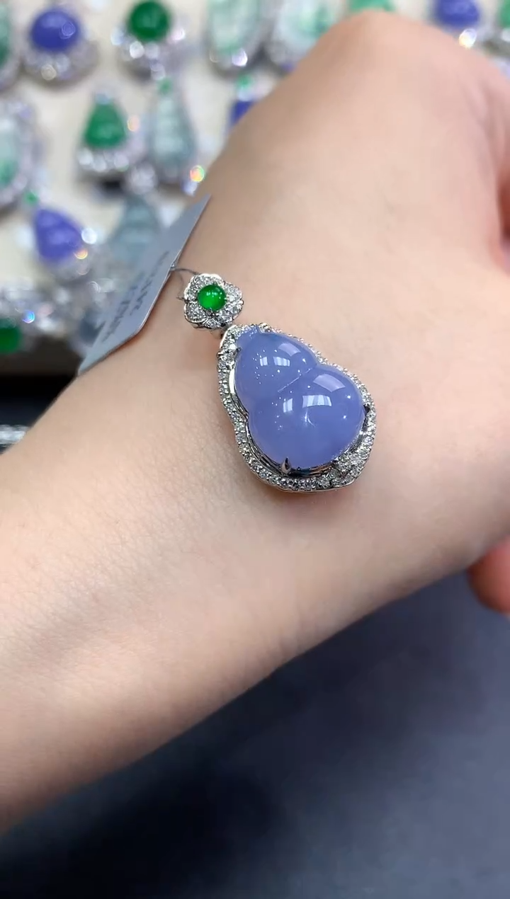 【闪购商品】翡翠颈饰18K金镶嵌C55  紫货有色差