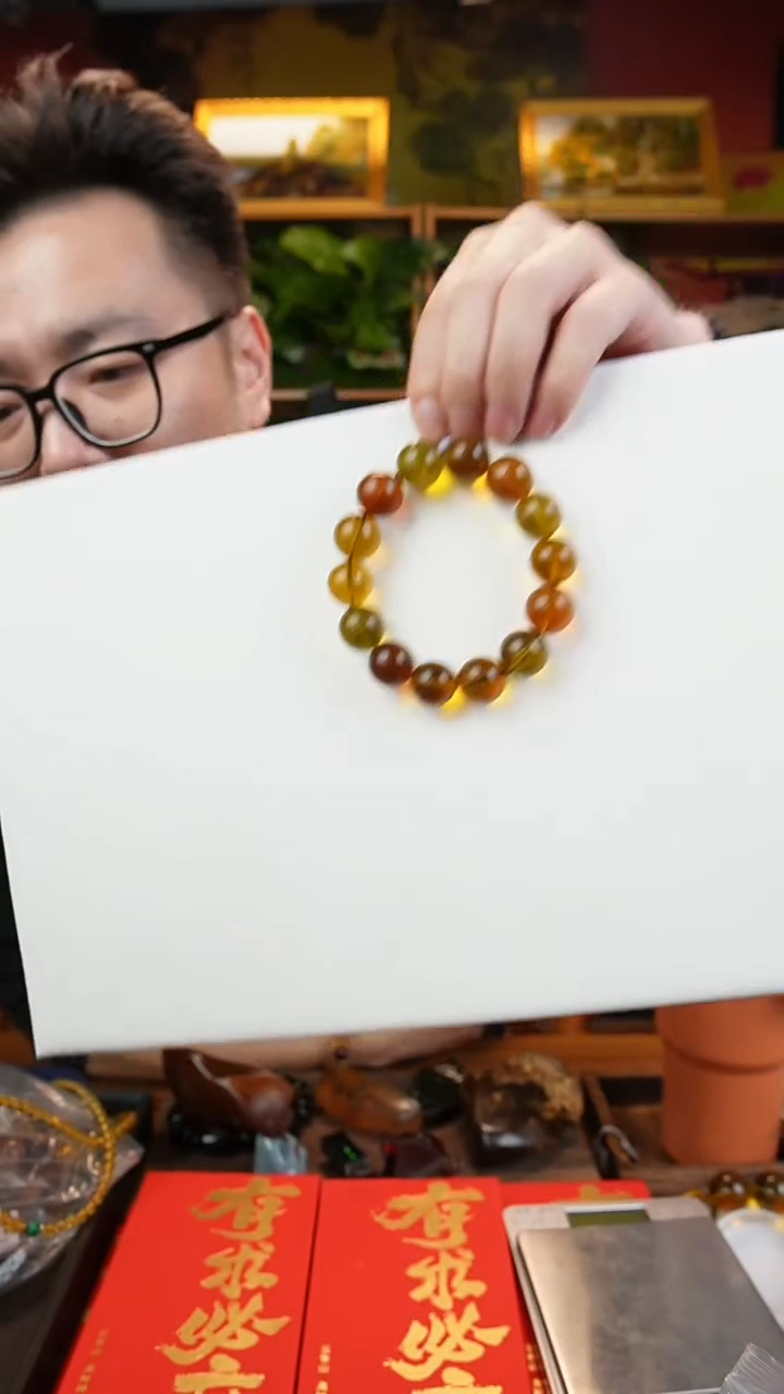 【闪购商品】琥珀手链未镶嵌茶宝16m