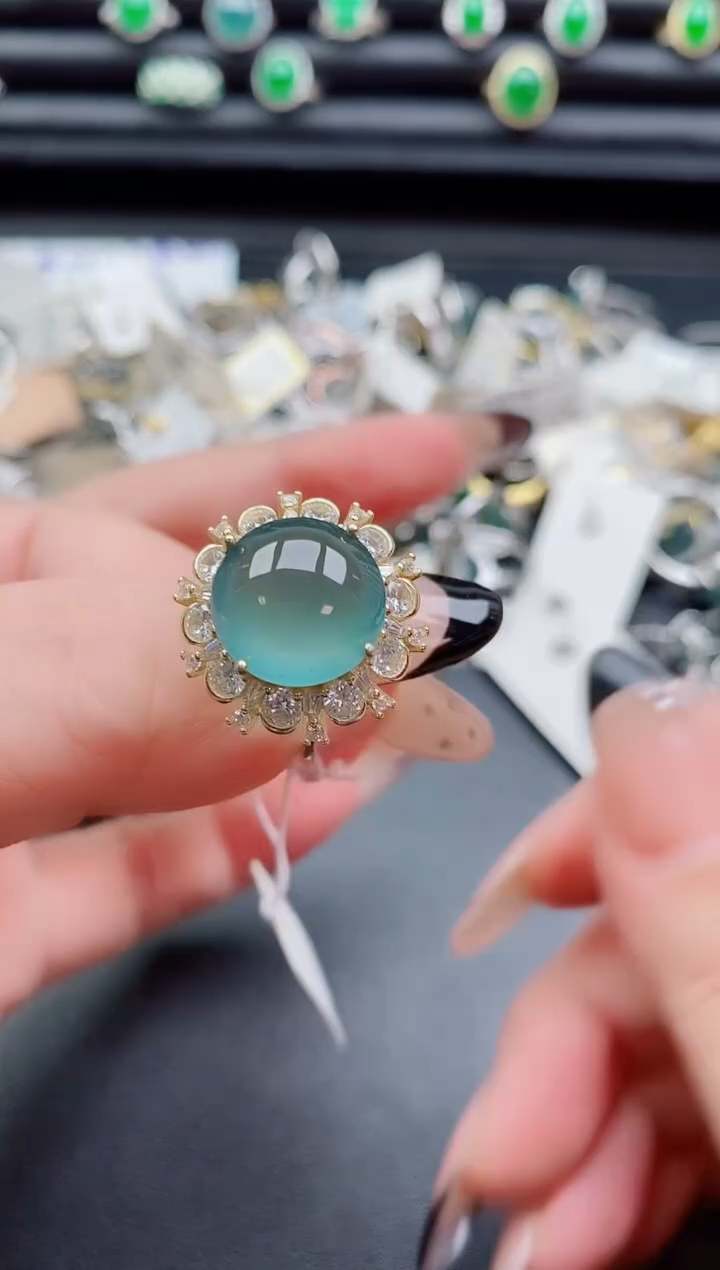 银S925镶嵌戒指翡翠1