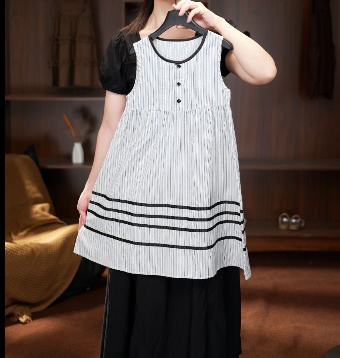 2025C原创设计时尚宽松2025夏装连衣裙条纹女童中大童洋气251320