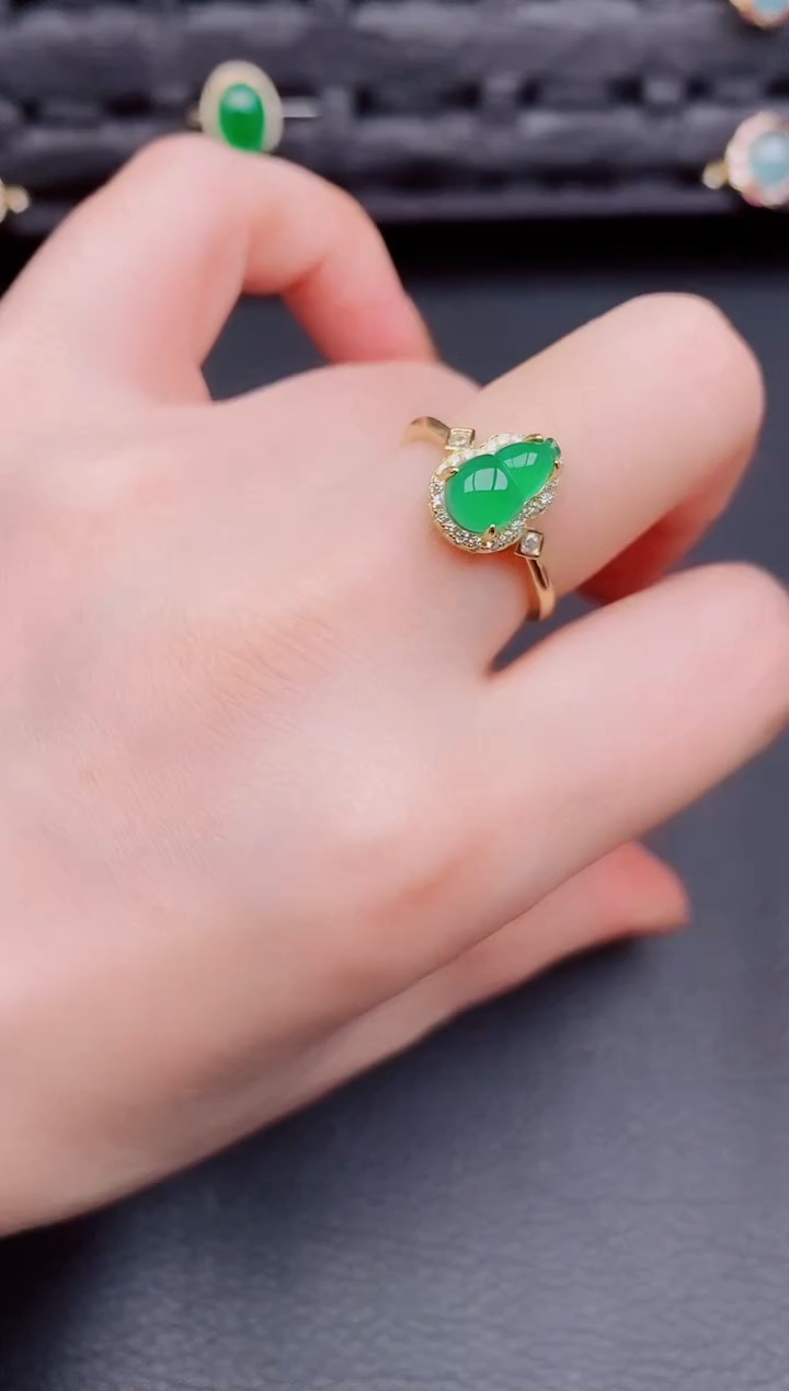 【闪购商品】翡翠戒指银S925镶嵌天然a货翡翠459