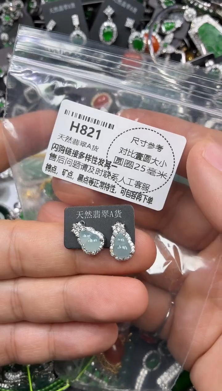 颈饰未镶嵌翡翠H821耳钉