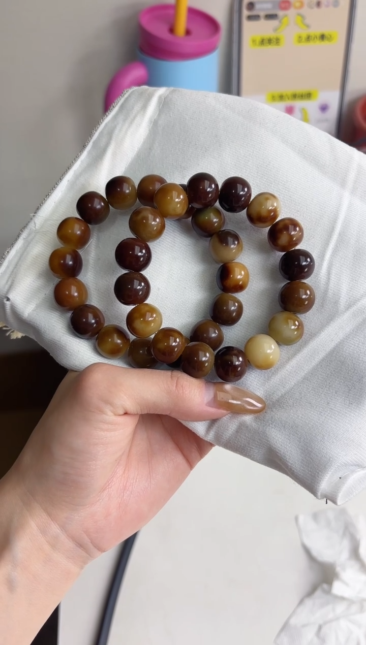 手串菩提根/象牙果沐q54虎珀糖玉化苹果13*14mm手串