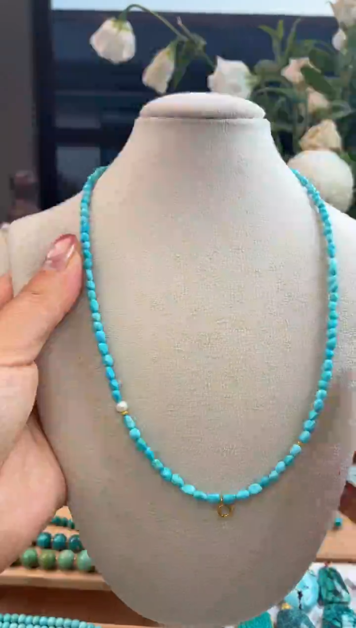 18K金镶嵌绿松石项链1
