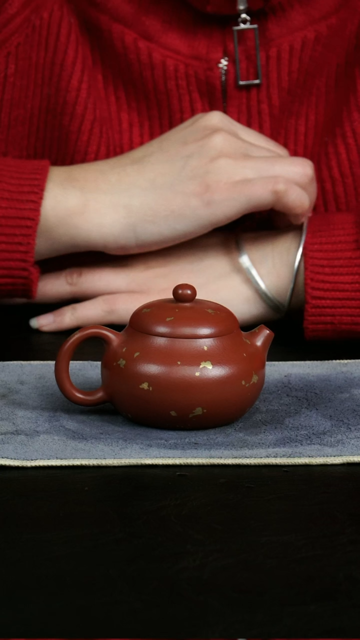 【闪购商品】紫砂茶壶文旦朱泥 全手工洒金