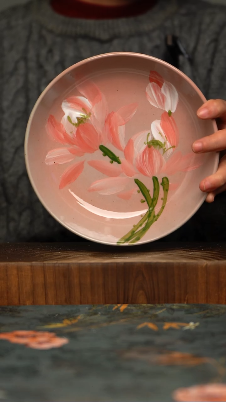 瓷片釉下彩手工手绘同款陶器