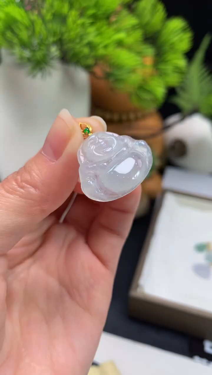 颈饰18K金镶嵌翡翠缘****排---112275