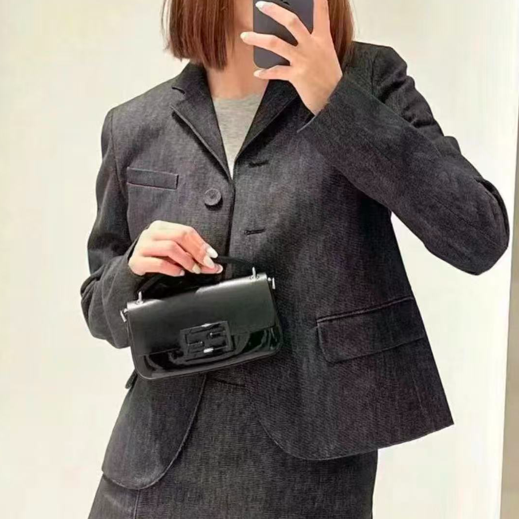 未使用 FENDI/芬迪 翻领长袖牛仔外套