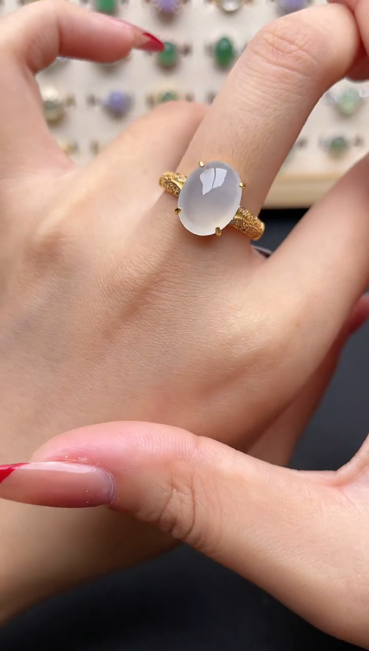 【闪购商品】翡翠戒指银S925镶嵌一物一证一礼盒