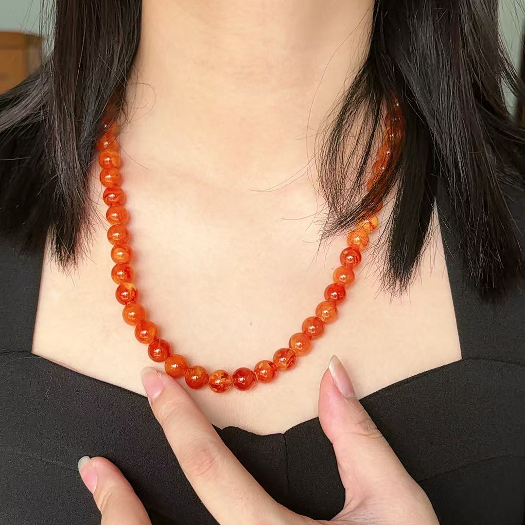 【正品金沙药王】收藏老料满紫杉醇时尚金沙药王珀项链（多样性发）