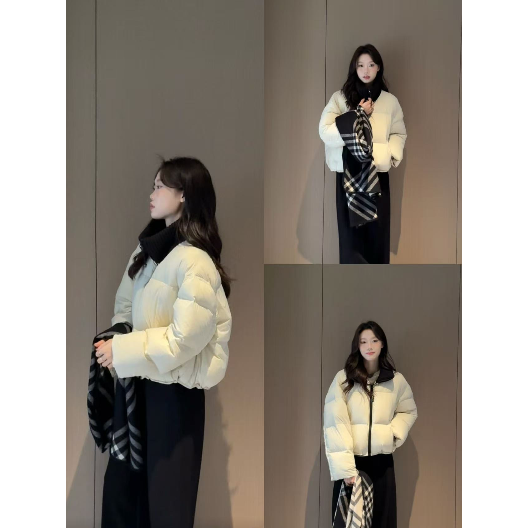 551202#针织立领90羽绒服女2025新款短款保暖外套(充绒130g）