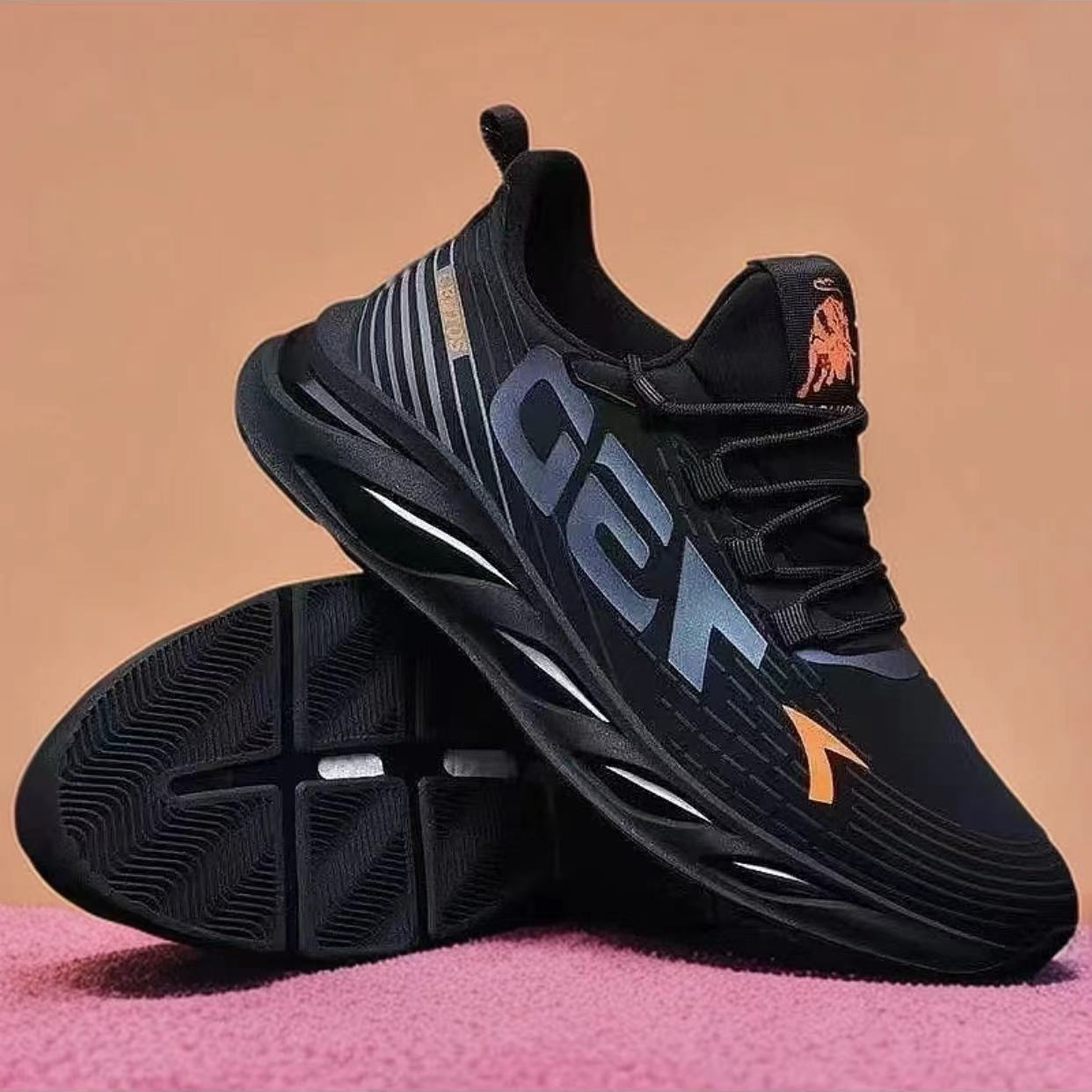 2025春夏新款男士时尚透气软底男鞋户外跑步休闲飞织运动鞋