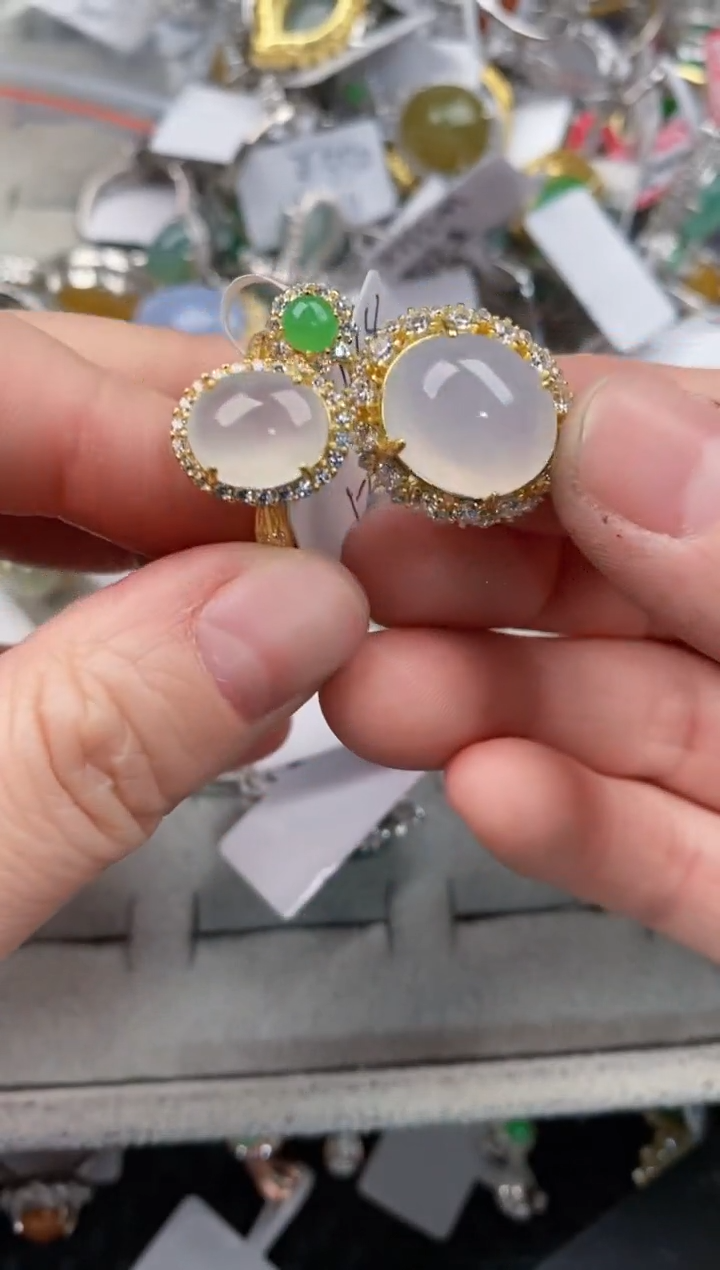 银S925镶嵌戒指翡翠12              5