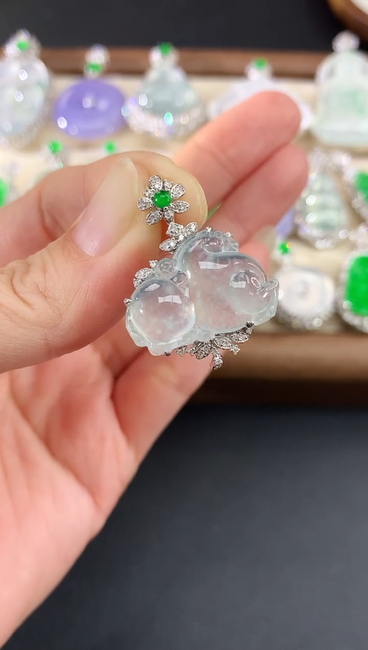 吊坠(不含链)18K金镶嵌翡翠247|9800