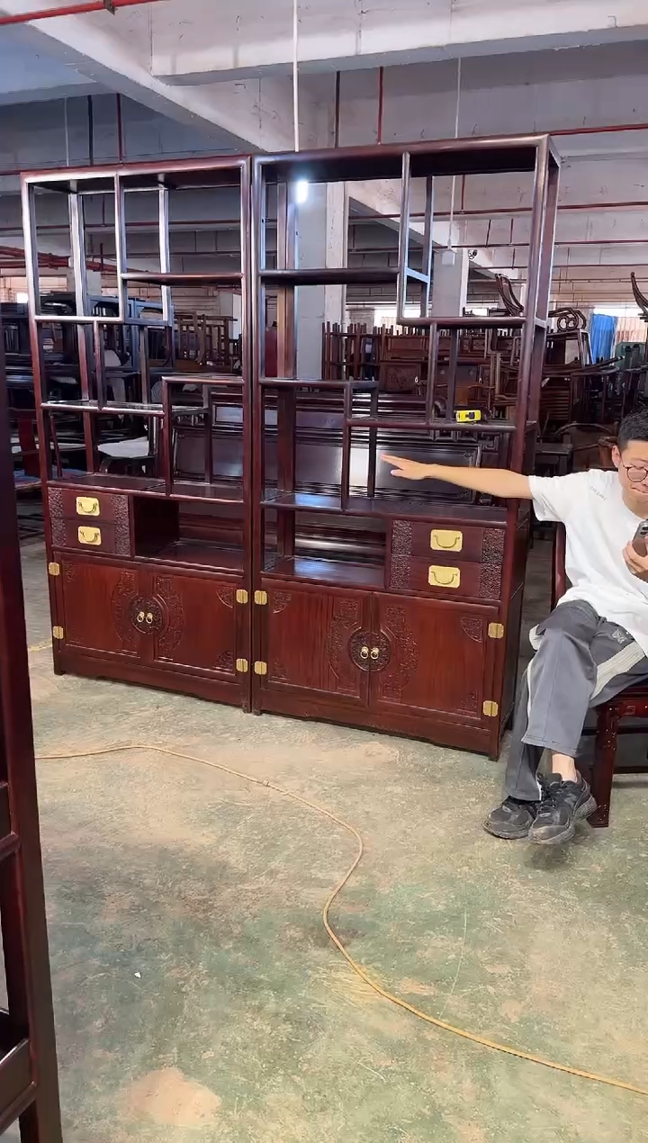 黑酸枝木类成套家具博古架一对