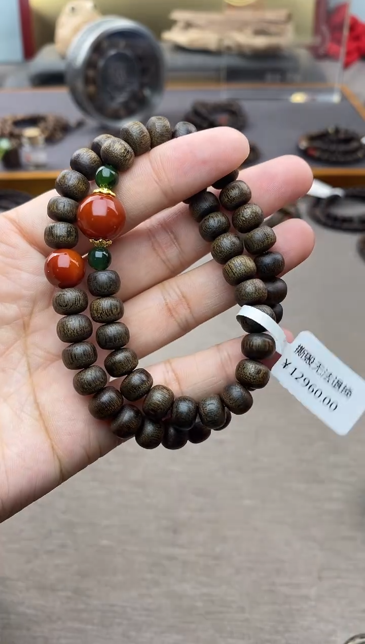 【闪购商品】沉香手串富森红土6*8玉化沉水＋配饰双圈设计
