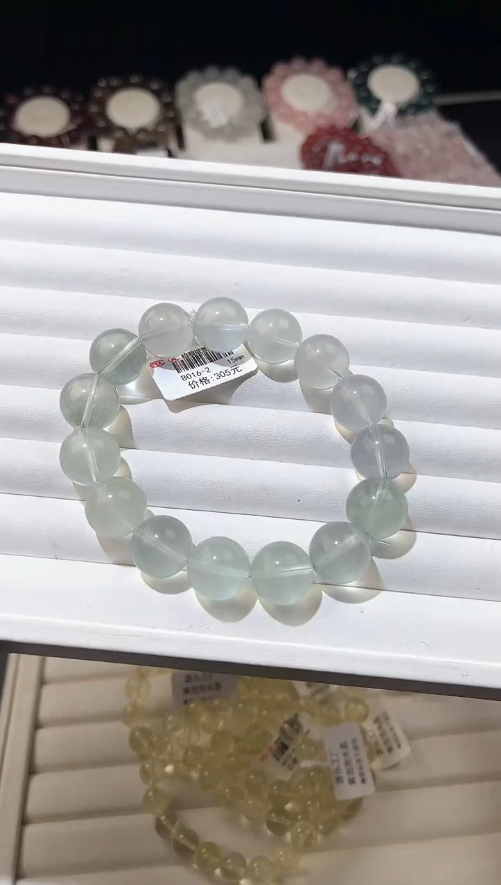 【闪购商品】萤石手链未镶嵌多样性发一奶绿14mm